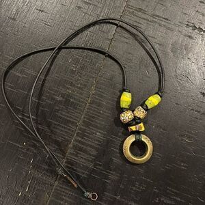Vintage Millefiori Leather African Rare Necklace​​​​​​​​